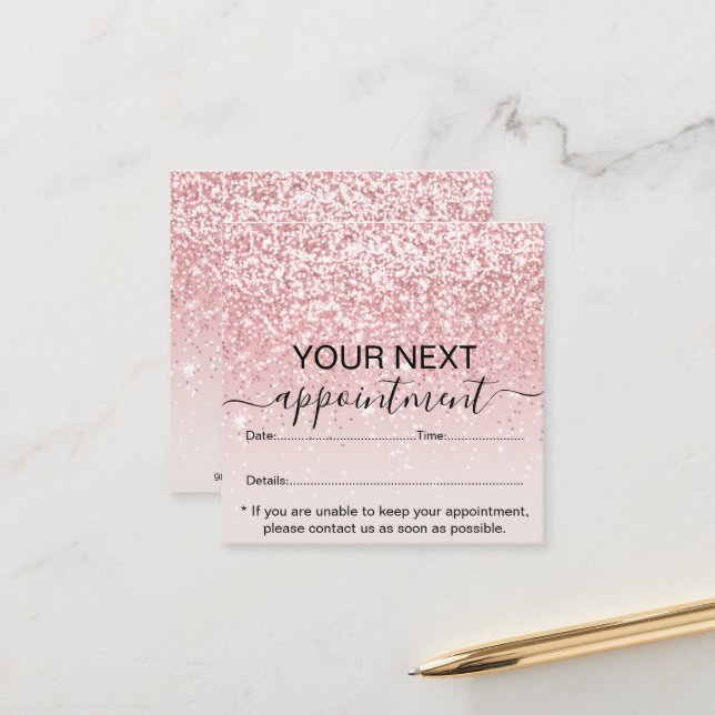 Stylish Girly Dripping Pink Glitter Appointment  Card (Front/Back In Situ)