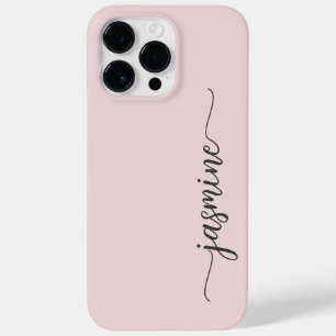 Stylish Girly Minimalist Blush Pink Name Script Ca Case-Mate iPhone 14 Pro Max Case