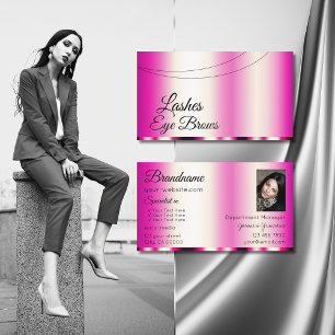 Stylish Girly Pink Glamourous with Photo Modern Business Card
