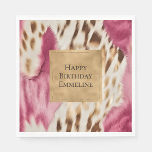 Stylish Girly Pink Gold White Zebra Napkin