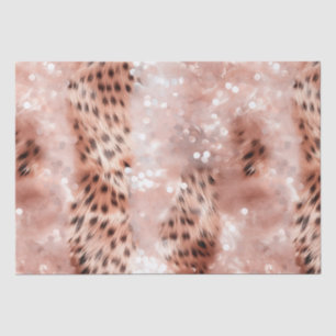 Stylish Girly Pink Rose Gold Leopard Glitz Tissue Paper