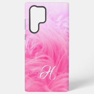 Stylish Girly Pink White Faux Fur Custom Monogram Samsung Galaxy Case
