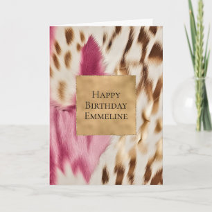 Stylish Girly Pink White Gold Zebra Card
