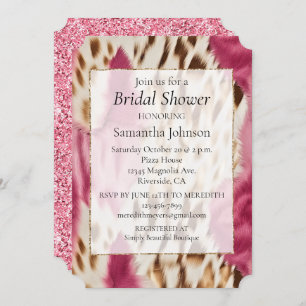 Stylish Girly Pink White Gold Zebra Invitation