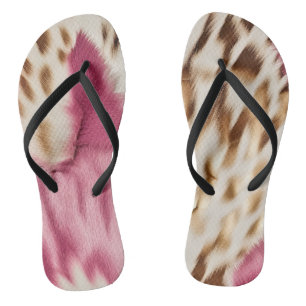 Stylish Girly Pink White Gold Zebra Jandals