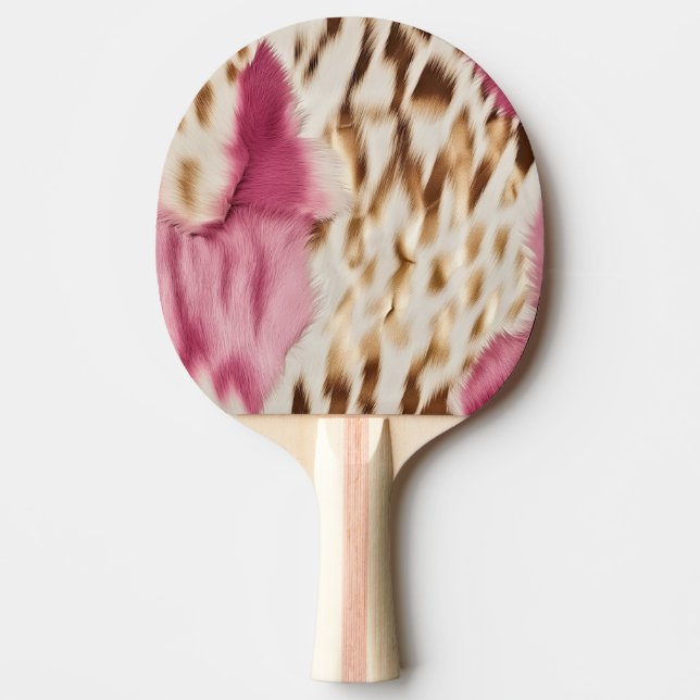 Stylish Girly Pink White Gold Zebra Ping Pong Paddle (Front)