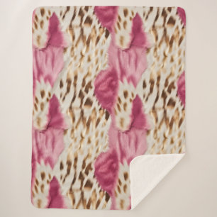 Stylish Girly Pink White Gold Zebra Sherpa Blanket