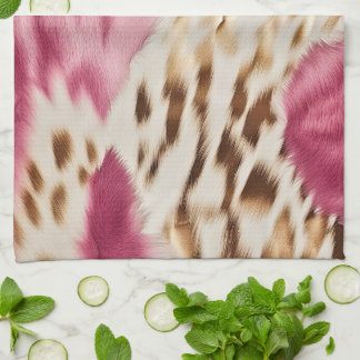 Stylish Girly Pink White Gold Zebra Tea Towel