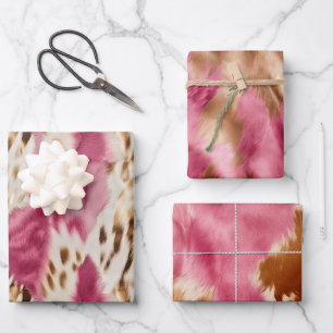 Stylish Girly Pink White Gold Zebra Wrapping Paper Sheet