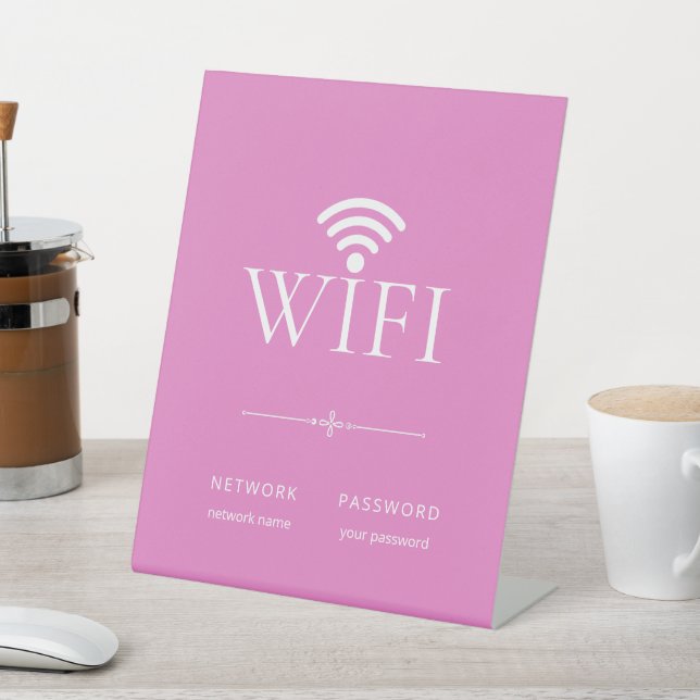 Stylish Girly Pink Wifi Network Password Sign (In SItu)