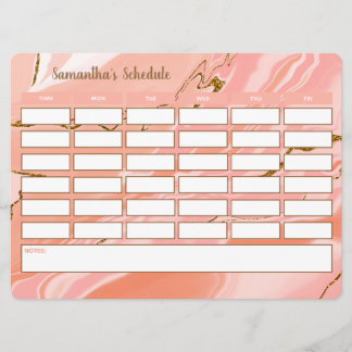Stylish Girly Weekly Schedule School Timetable