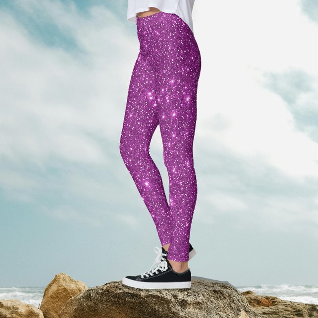 Stylish Glam Magenta Purple Sparkle Glitter Party  Leggings (Creator Uploaded)