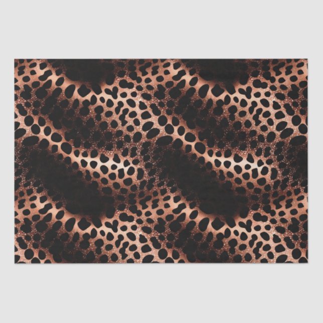 Stylish Glam Rose Gold Blush Pink Leopard Sparkle Tissue Paper (Front)