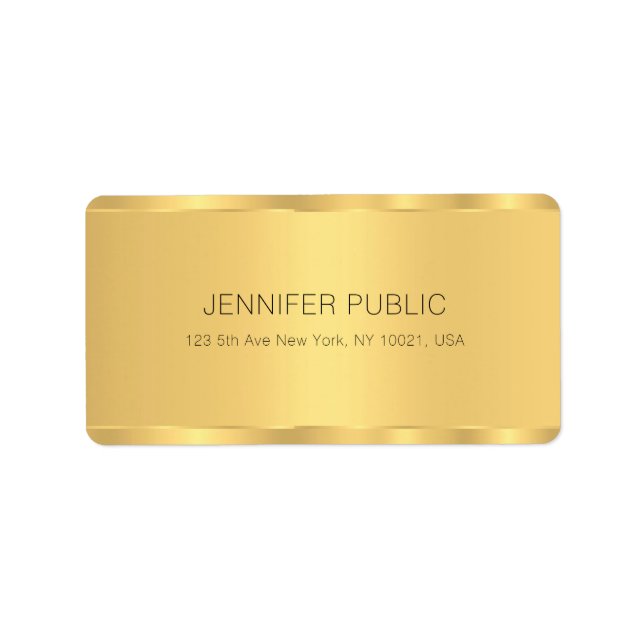 Stylish Glamour Gold Elegant Template Shipping Label (Front)