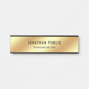 Stylish Glamourous Faux Gold Modern Template Door Sign