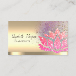 Stylish Glitter Lotus Flower Gold Yoga Instructor Business Card