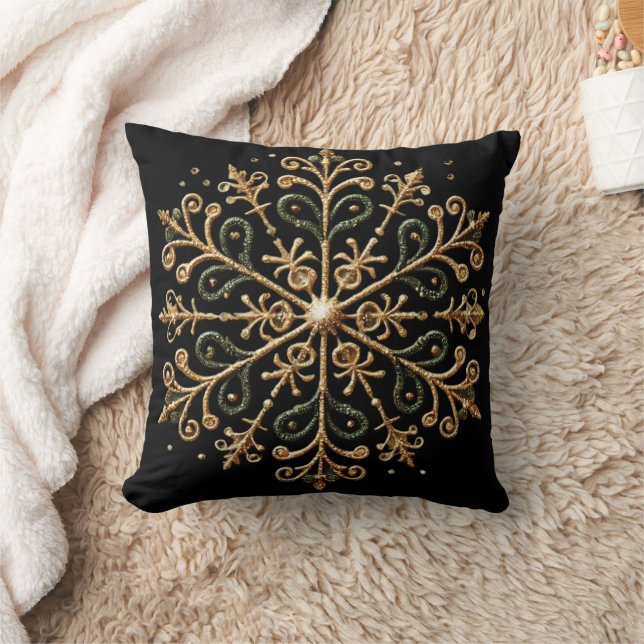 Stylish Glitter Snowflakes Vibes Cushion (Blanket)