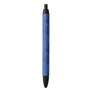 Stylish Glitzy Blue Sequin Sparkles Black Ink Pen