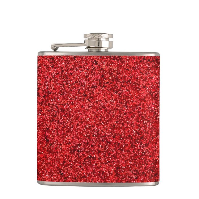 Stylish Glitzy Red Sequin Sparkles Hip Flask (Front)