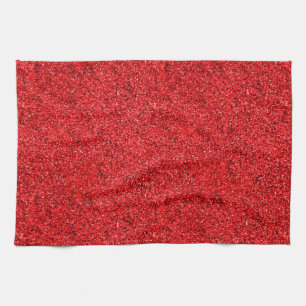 Stylish Glitzy Red Sequin Sparkles Tea Towel