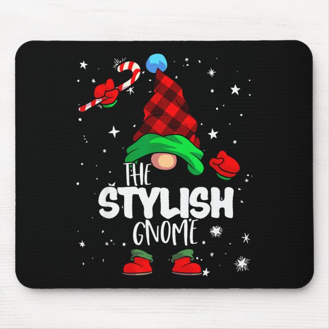 Stylish Gnome Red Buffalo Plaid Matching Family Ch Mouse Pad (Front)