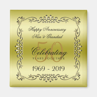 Stylish Gold 50th Wedding Anniversary Magnet