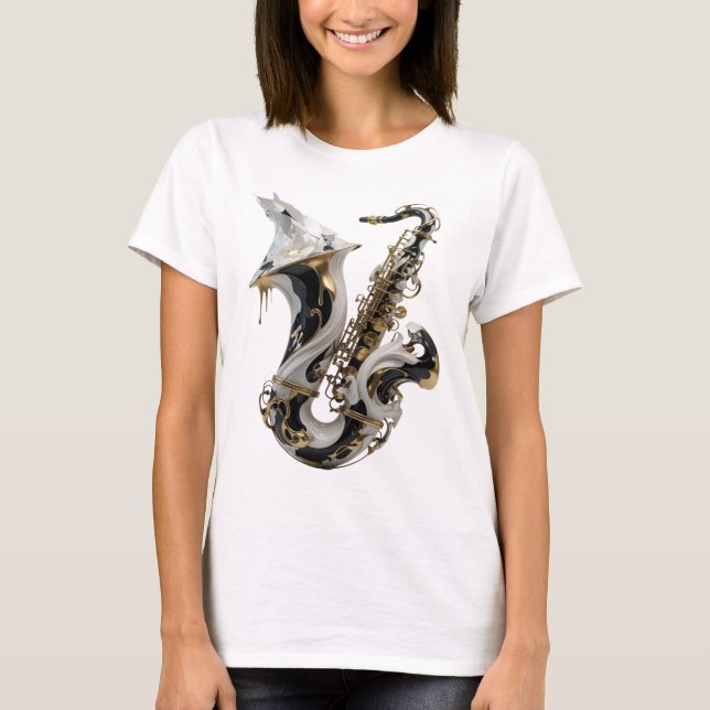 Stylish Gold ABSTRACT ART Statement Design T-Shirt (Front)