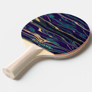 Stylish gold abstract marbleised paint image ping pong paddle