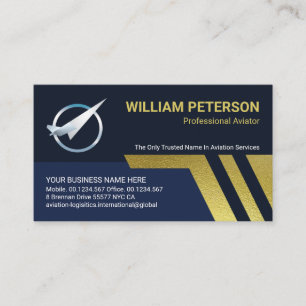 Stylish Gold Airplane Runway Aviator Business Card