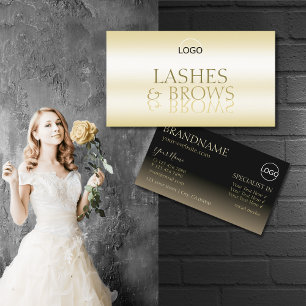 Stylish Gold and Black Cool Mirror Font with Logo Business Card