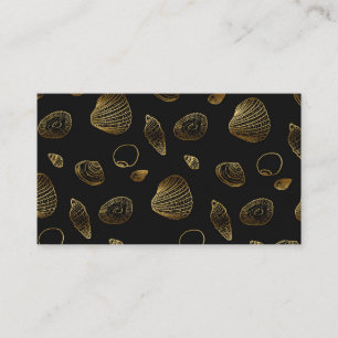 Stylish Gold and Black Seashells Pattern Business Card