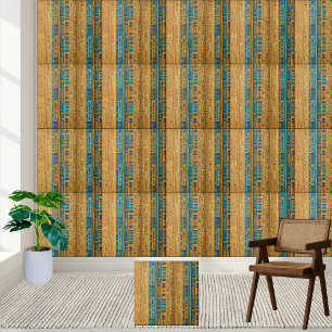 Stylish Gold and Blue Egyptian Motif Tile
