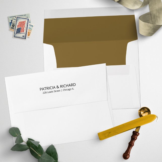 Stylish Gold And White Wedding Invitation Envelope (Creator Uploaded)