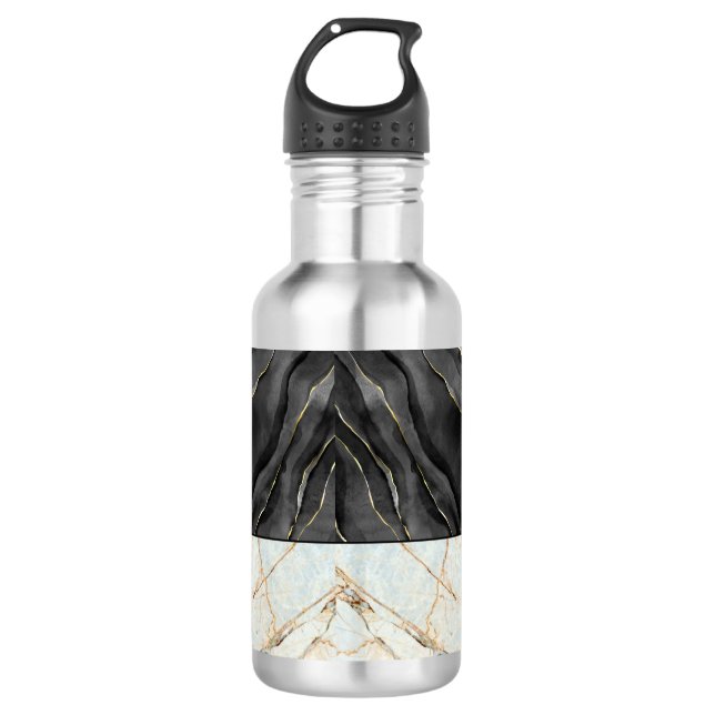 Stylish Gold black and white Marble pattern 532 Ml Water Bottle (Front)