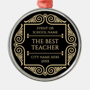 Stylish Gold Black Best Teacher Recognition Award Metal Tree Decoration
