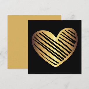 Stylish Gold Black Heart Foil Valentine's Holiday Card