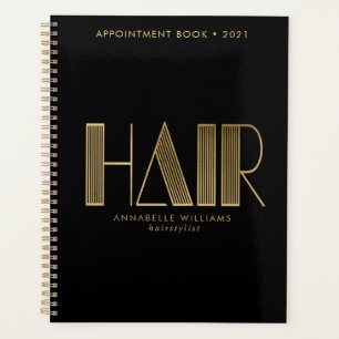 Stylish Gold & Black Typography Hairstylist Planner