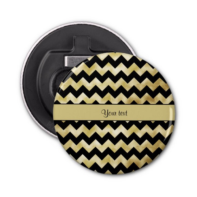 Stylish Gold & Black ZigZags Bottle Opener (Front)