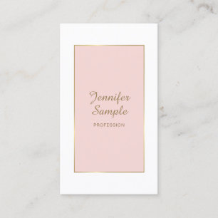 Stylish Gold Blush Pink White Modern Trendy Luxe Business Card