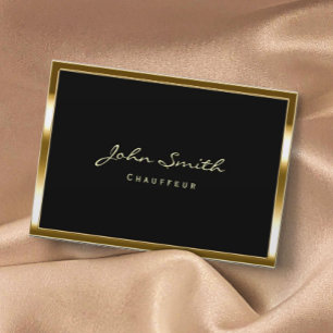 Stylish Gold Border Chauffeur Chubby Business Card