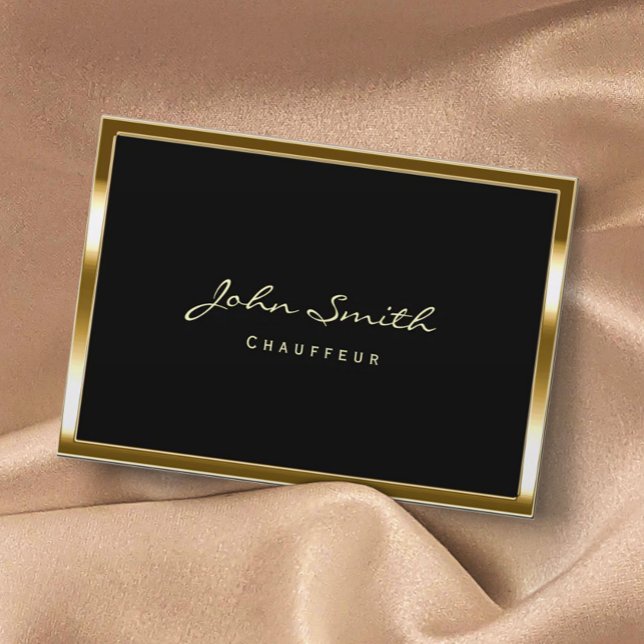 Stylish Gold Border Chauffeur Chubby Business Card (Creator Uploaded)