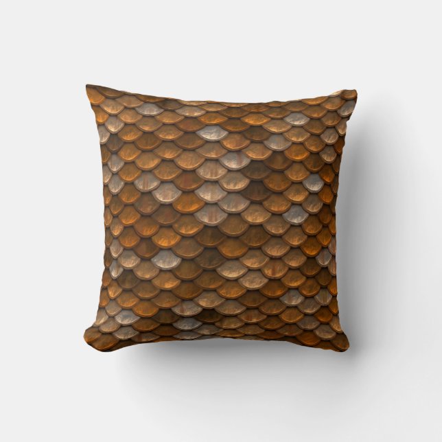 Stylish Gold Bronze Metallic Pattern Cushion (Front)