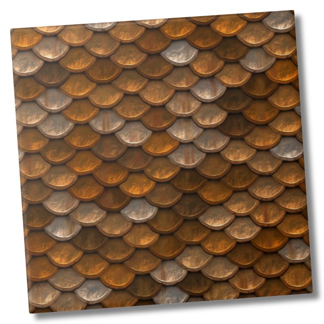 Stylish Gold Bronze Metallic Pattern Tile (Glam Metallic Gold Bronze Mermaid Scales Pattern ceramic tile)