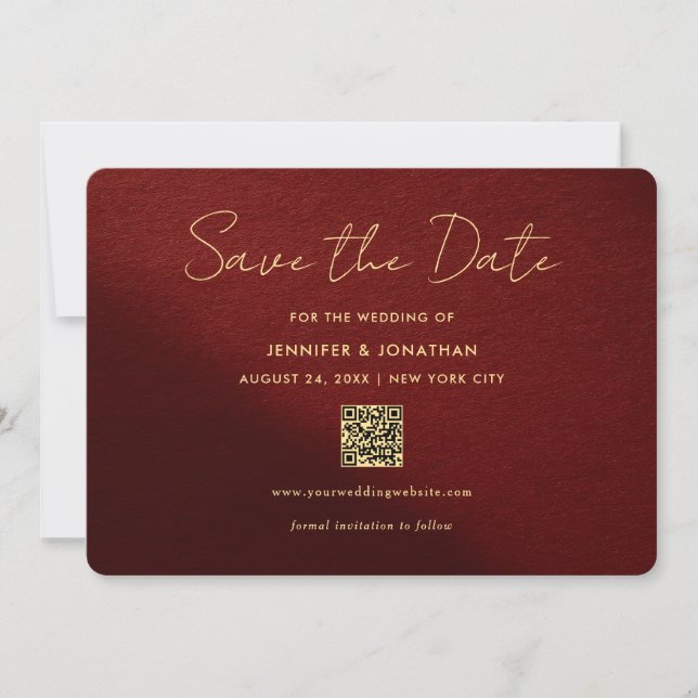 Stylish Gold Calligraphy Script Save The Dates Save The Date (Front)