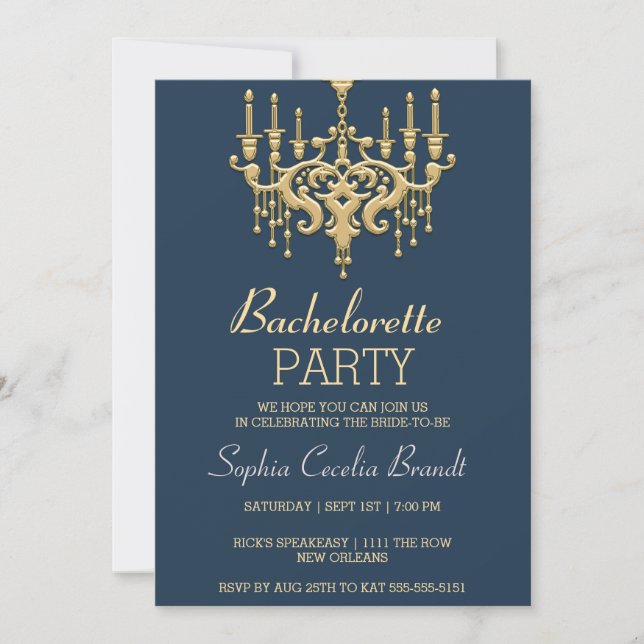 Stylish Gold Chandelier  Party Invitation (Front)