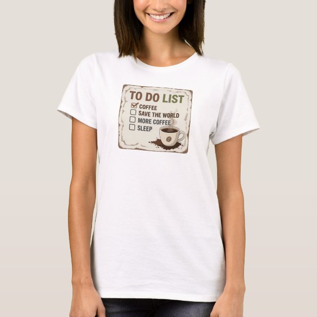Stylish Gold COFFEE FIRST SAVE WORLD T-Shirt (Front)