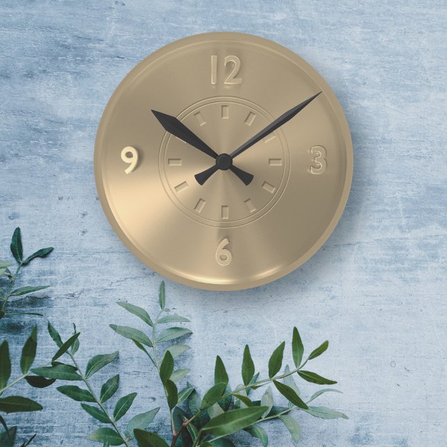 Stylish Gold Coloured Faux Metallic Clock (Perfect gift for a Golden Wedding Anniversary or...)