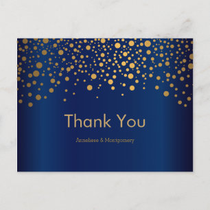Stylish Gold Confetti Dots Navy Blue Postcard
