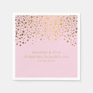 Stylish Gold Confetti Dots on Pale Pink Design Napkin