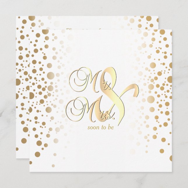 Stylish Gold Confetti Dots - Rehearsal Dinner Invitation (Front/Back)